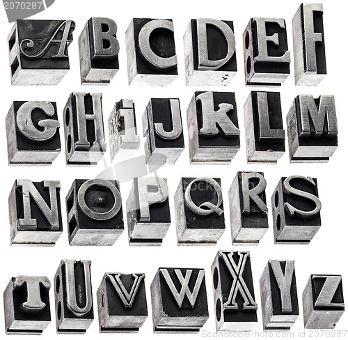 Image of alphabet in vintage metal type