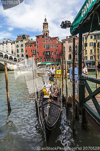 Image of Gondola Near the Rialto Bridge