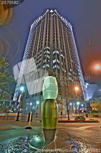 Image of highrise buildings at night