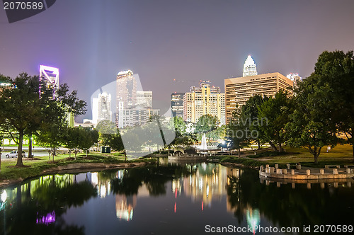 Image of Skyline of uptown Charlotte, North Carolina at night.