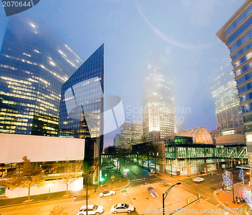 Image of Skyline of uptown Charlotte, North Carolina at night.