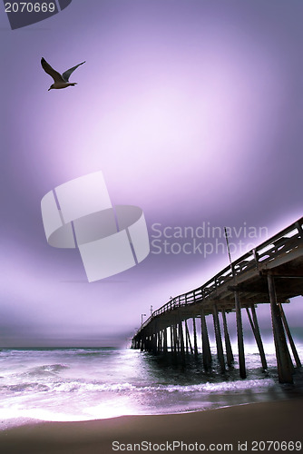 Image of ocean pier at outer banks beach