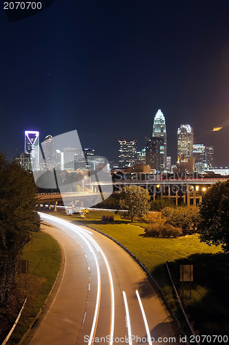 Image of Skyline of uptown Charlotte, North Carolina at night.