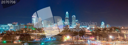 Image of Skyline of uptown Charlotte, North Carolina at night.