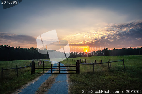 Image of country road at sunrise