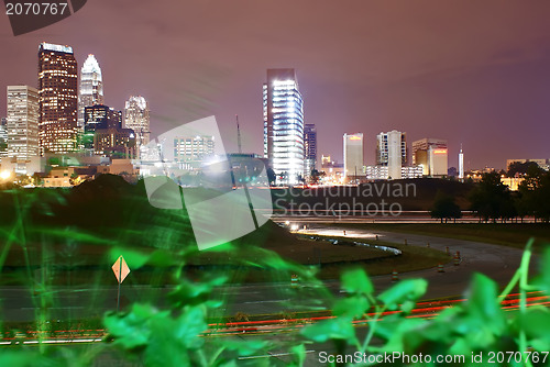 Image of Skyline of uptown Charlotte, North Carolina at night.