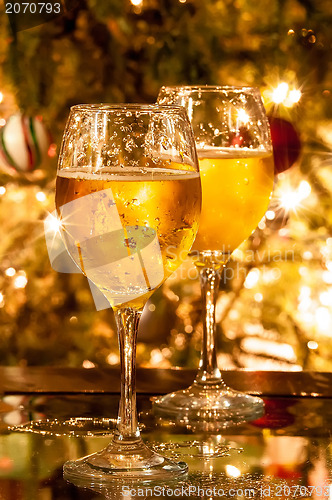 Image of Two champagne glasses ready to bring in the New Year