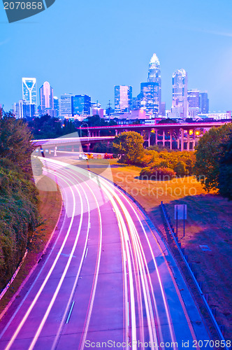 Image of Skyline of uptown Charlotte, North Carolina at night.