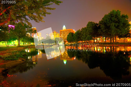 Image of Skyline of uptown Charlotte, North Carolina at night.