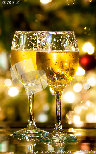 Image of Two champagne glasses ready to bring in the New Year