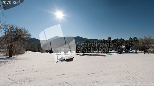 Image of snow covered mountain landscape