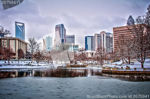 Image of Skyline of uptown Charlotte, North Carolina at night.