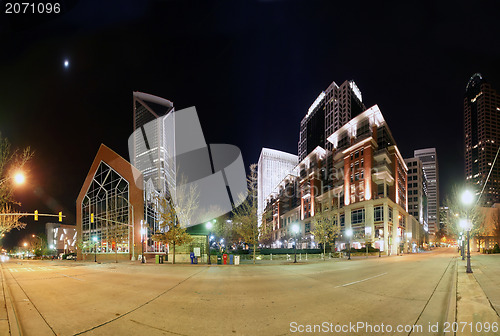 Image of Skyline of uptown Charlotte, North Carolina at night.