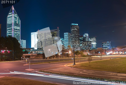 Image of Skyline of uptown Charlotte, North Carolina at night.