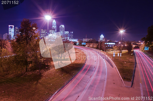 Image of Skyline of uptown Charlotte, North Carolina at night.