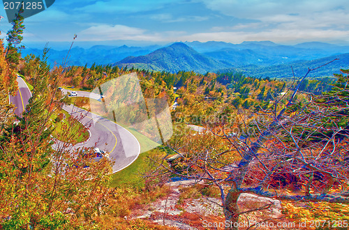 Image of winding curve at blue ridge parkway