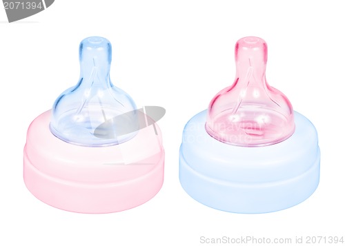 Image of Baby bottle cap pink and blue