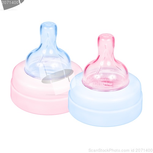 Image of Baby bottle cap pink and blue