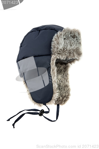 Image of dark blue children's fur cap