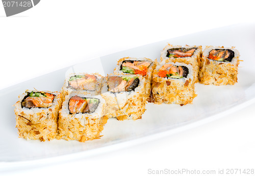 Image of Sushi (Roll Kazuma) on a white background