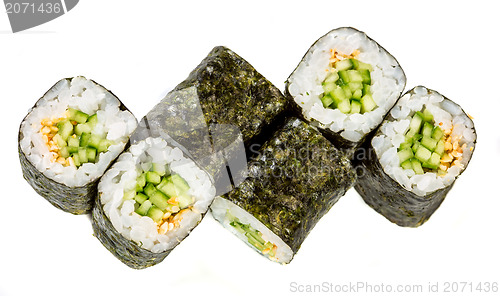 Image of Sushi Roll (Kappa maki roll) on a white background