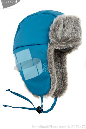 Image of dark blue children's fur cap