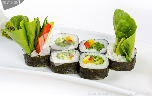 Image of Sushi (Yasai Roll) on a white background