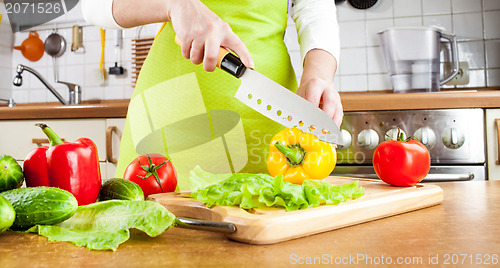 Image of Woman's hands cutting vegetables