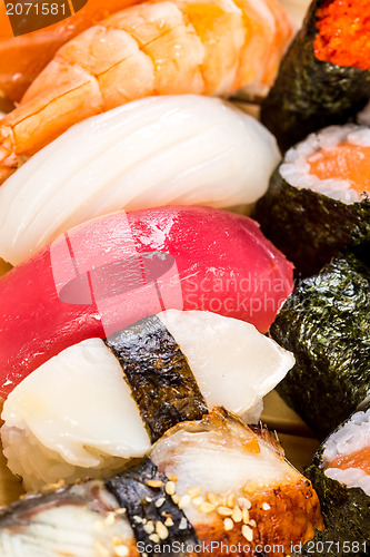Image of Sushi. Sea food combination