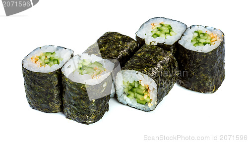 Image of Sushi Roll (Kappa maki roll) on a white background