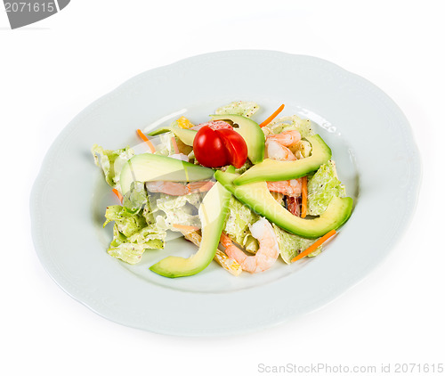 Image of Salad with avocado and prawns