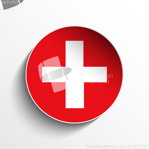Image of Switzerland Flag Paper Circle Shadow Button