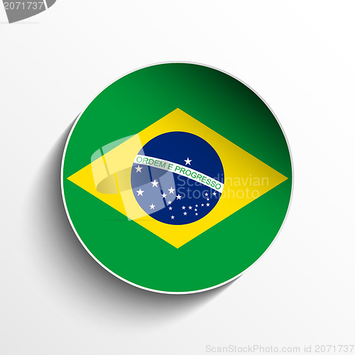 Image of Brazil Flag Paper Circle Shadow Button