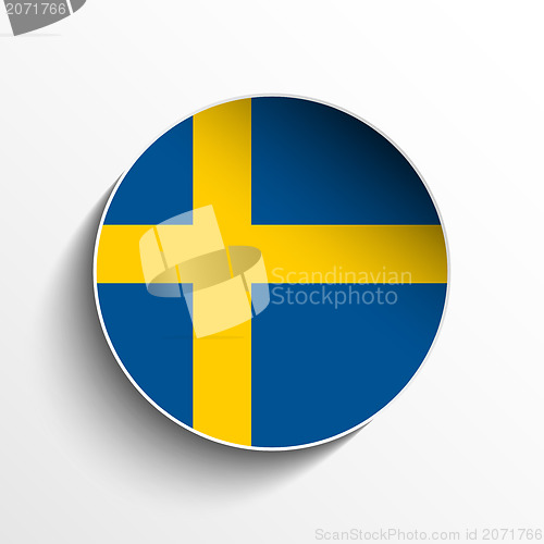 Image of Sweden Flag Paper Circle Shadow Button