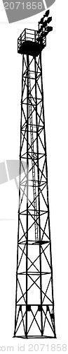 Image of Sports Field Flood Light Tower Silhouette