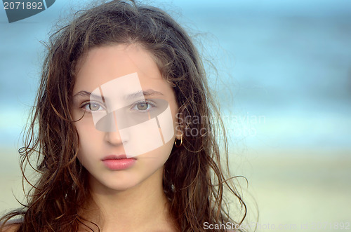 Image of Portrait of a serious teen girl
