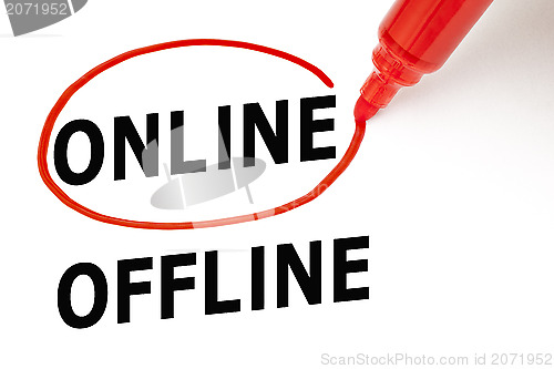 Image of Online or Offline with Red Marker