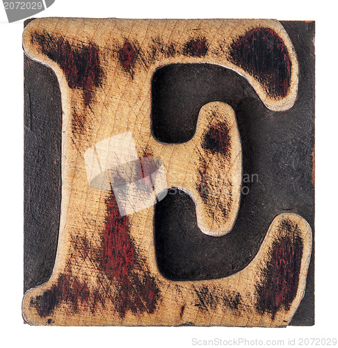 Image of letter E wood type block