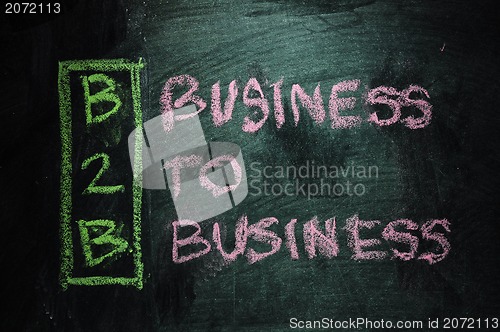Image of business to business sign written with chalk on blackboard 