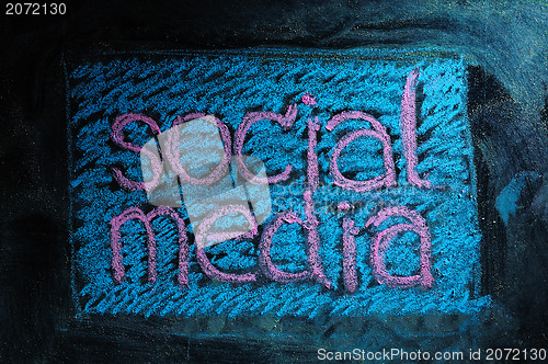 Image of Social media business network connection and networking concept image of square blackboard / chalkboard. 