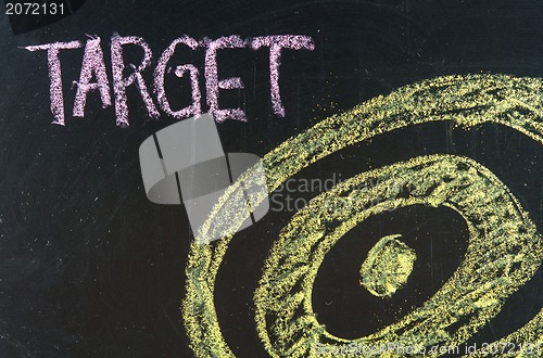 Image of Target dart written on blackboard background high resolution 