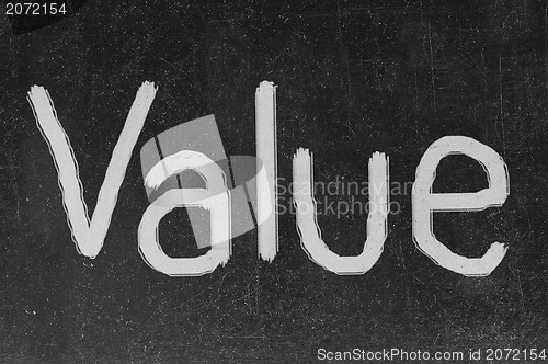 Image of values phrase - white chalk handwriting on blackboard