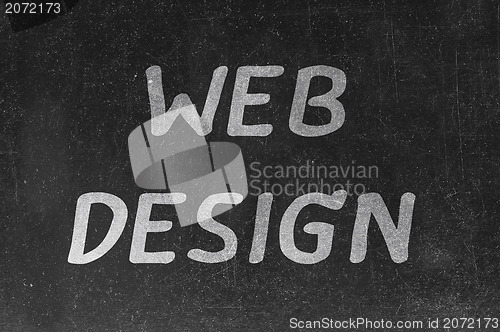 Image of Conceptual hand drawn WEB DESIGN on black chalkboard. 