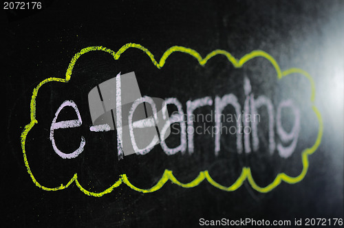 Image of An image of a chalk board with the word e-learning 