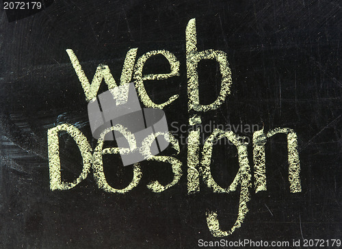 Image of Conceptual hand drawn WEB DESIGN on black chalkboard. 