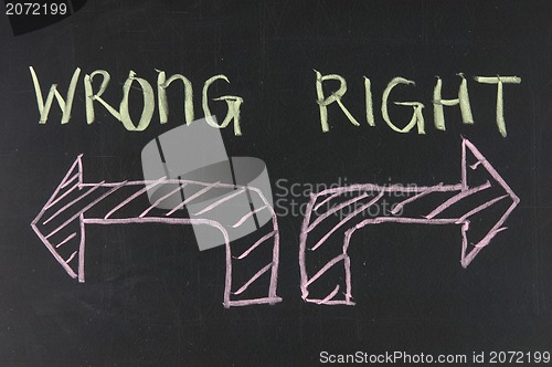 Image of Chalk drawing - concept of right or wrong 