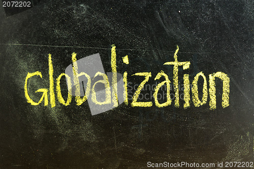 Image of business globalization written on blackboard 