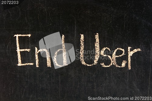 Image of END USER handwritten with chalk  on a blackboard