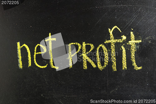 Image of business NET PROFIT written on blackboard 