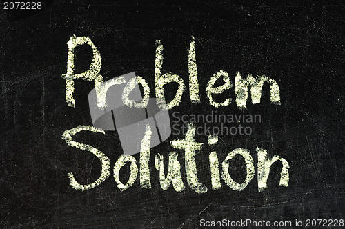 Image of solution for a problem written on a chalk or black board 
